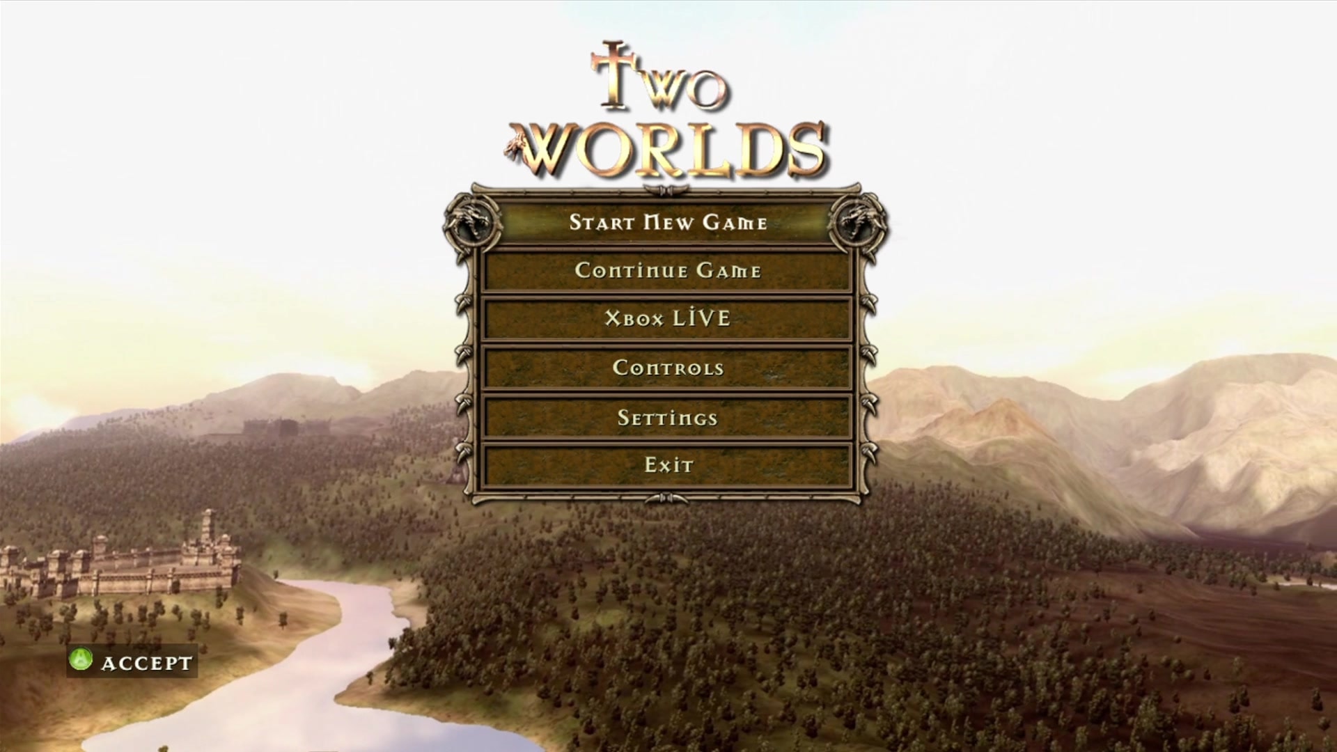 Two Worlds title screen for Xbox 360